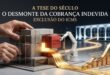 Gráfico cinematográfico e sofisticado em cinza titânio, vidro fumê e ouro champagne mostrando uma maquete arquitetônica sendo desmontada por um braço robótico de precisão para remover o ICMS indevido, revelando um fluxo de moedas de ouro e o prédio do STF ao fundo, simbolizando a Tese do Século para exclusão do ICMS da base do PIS/COFINS.